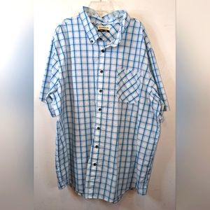 Magellan Weekday Warrior Button Down Blue/White Plaid Single Pocket SS 2XL